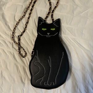 NWOT Faux Leather Black Cat Crossbody Bag